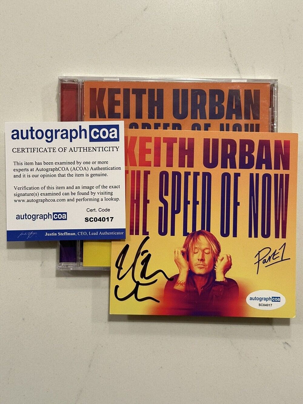 KEITH URBAN SIGNED CD INSERT COA BY ACOA AUTOGRAPHED The Speed Of Now